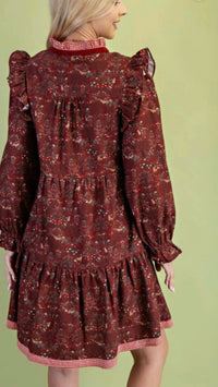 Gigio - Vintage Woodland Print Tiered Dress
