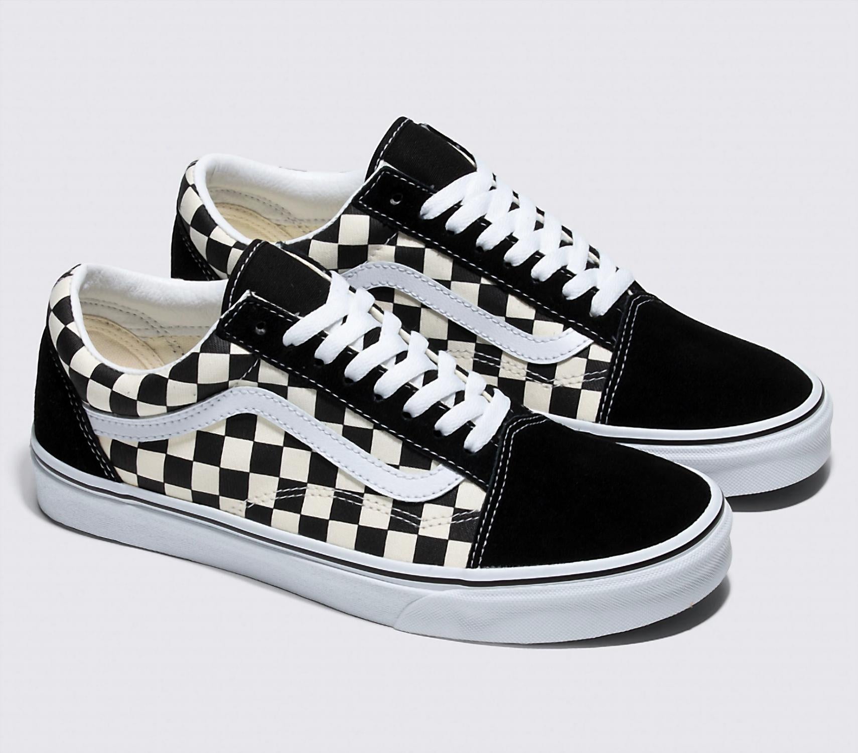 Vans Unisex Old Skool Primary Check Shoe Sneakers in black white - sneaker - detail view
