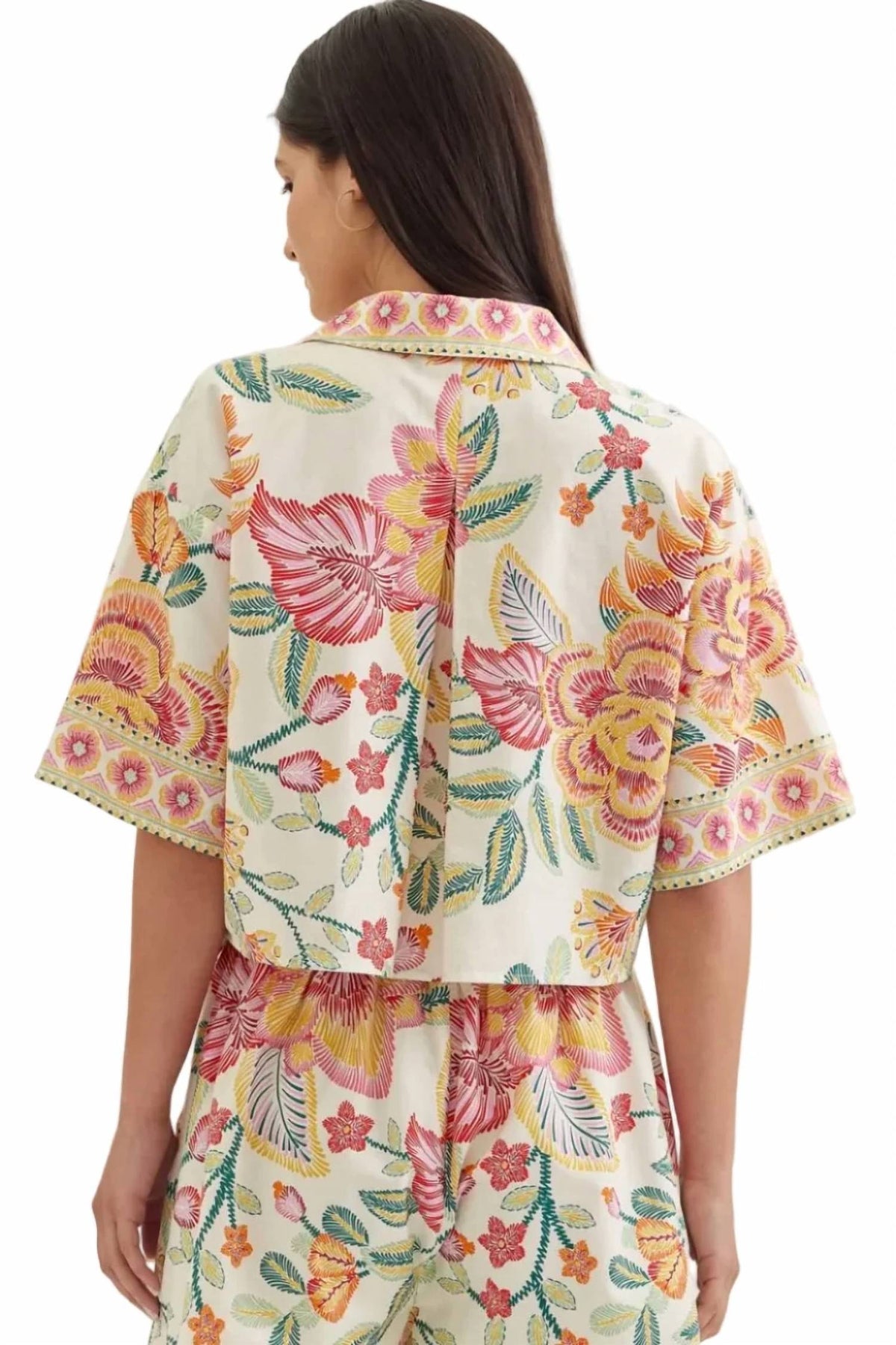 Entro - Botanical Print Short Sleeve Top