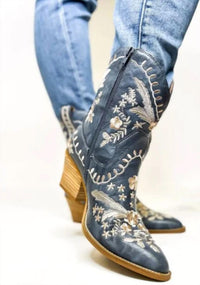 Corkys Footwear Women's Let's Go Girls Boots in blue - women's shoe - detail view