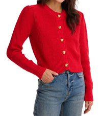 ALLISON NEW YORK HEARTS GIA CARDIGAN in red - women's cardigan
