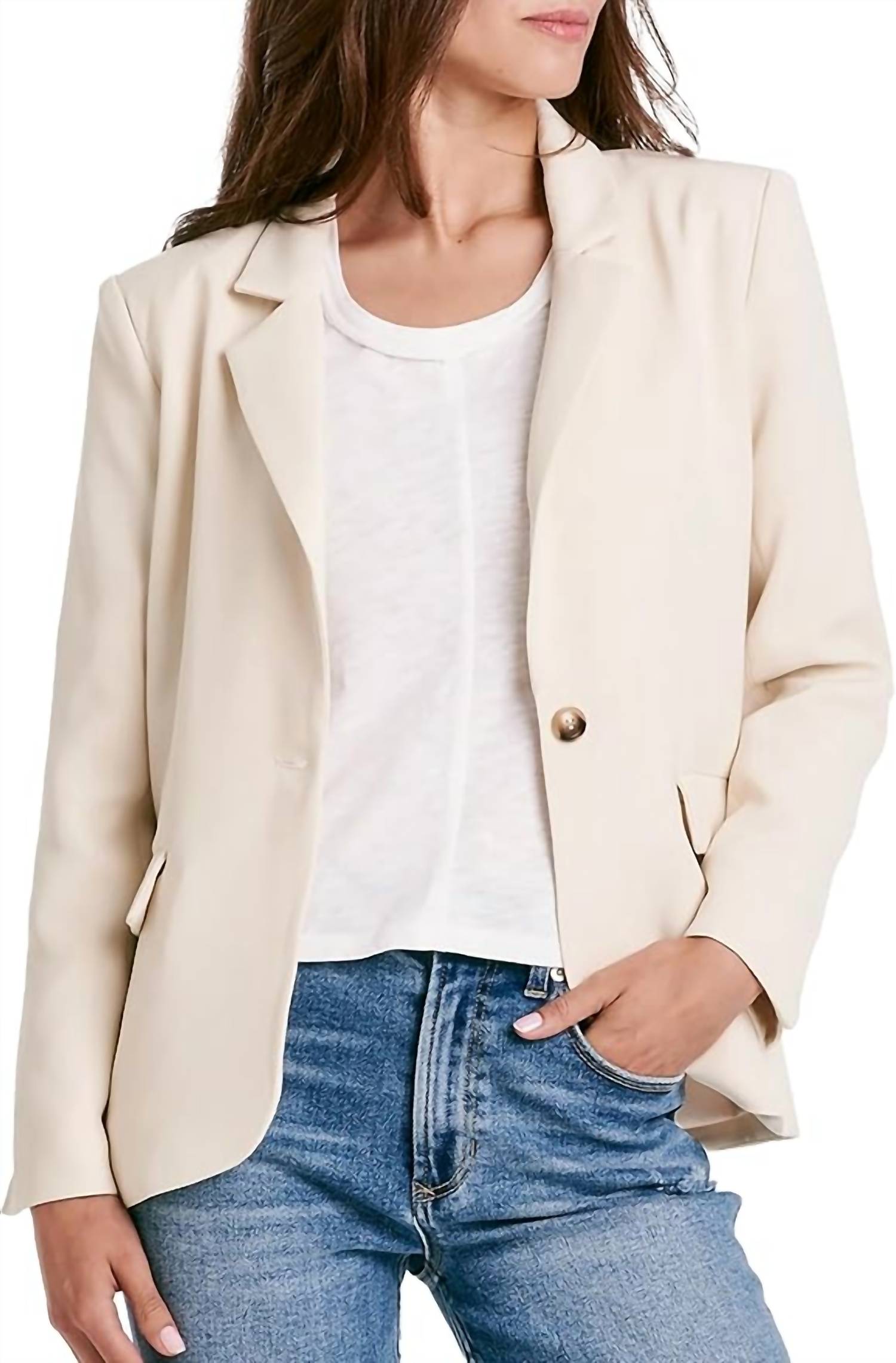 Another Love Berkley Long Sleeve Blazer in birch - women's jacket