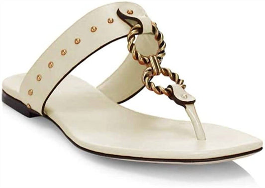 Footwear Vintage Plaque Leather Thong Sandals