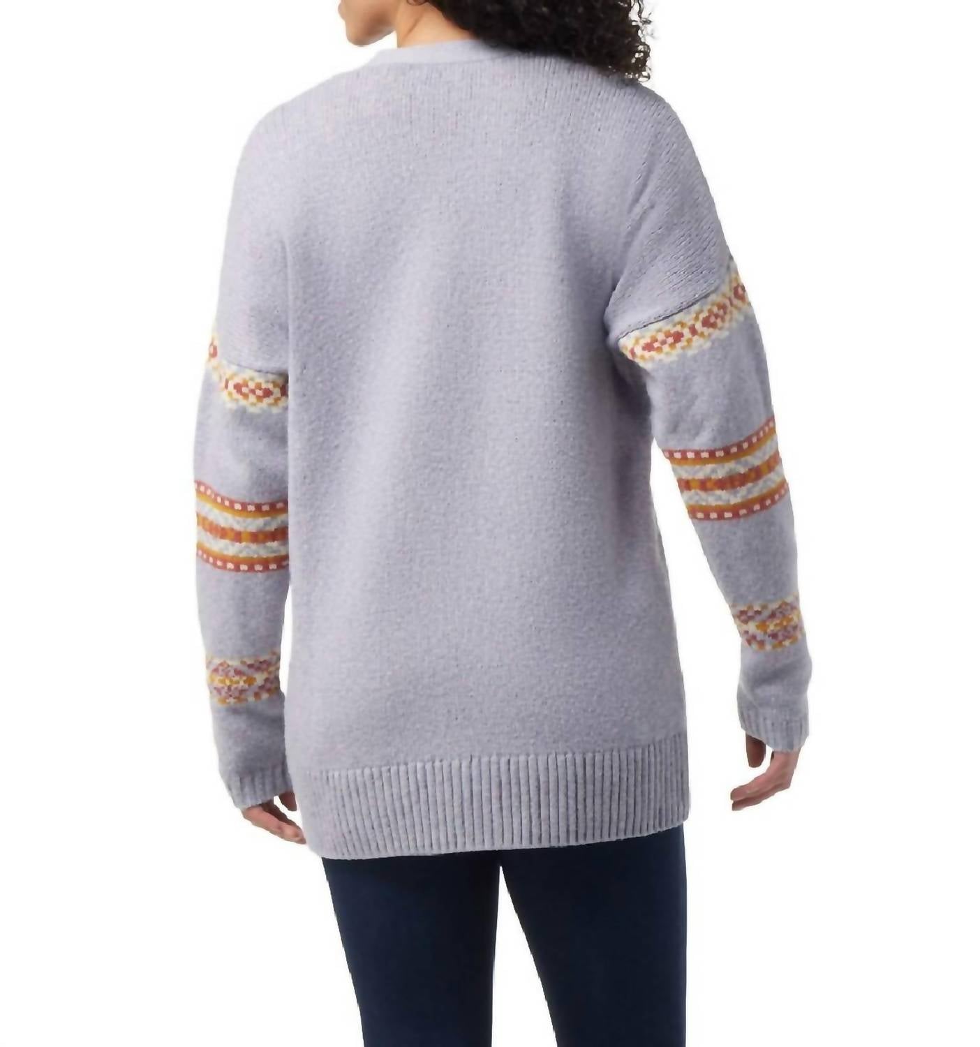 Smartwool Women's Cozy Lodge Merino Wool Boyfriend Cardigan in purple eclipse heather - women's cardigan - detail view