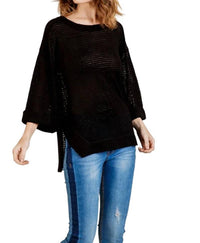 Umgee - High Low 3/4 Sleeve Waffle Knit Top