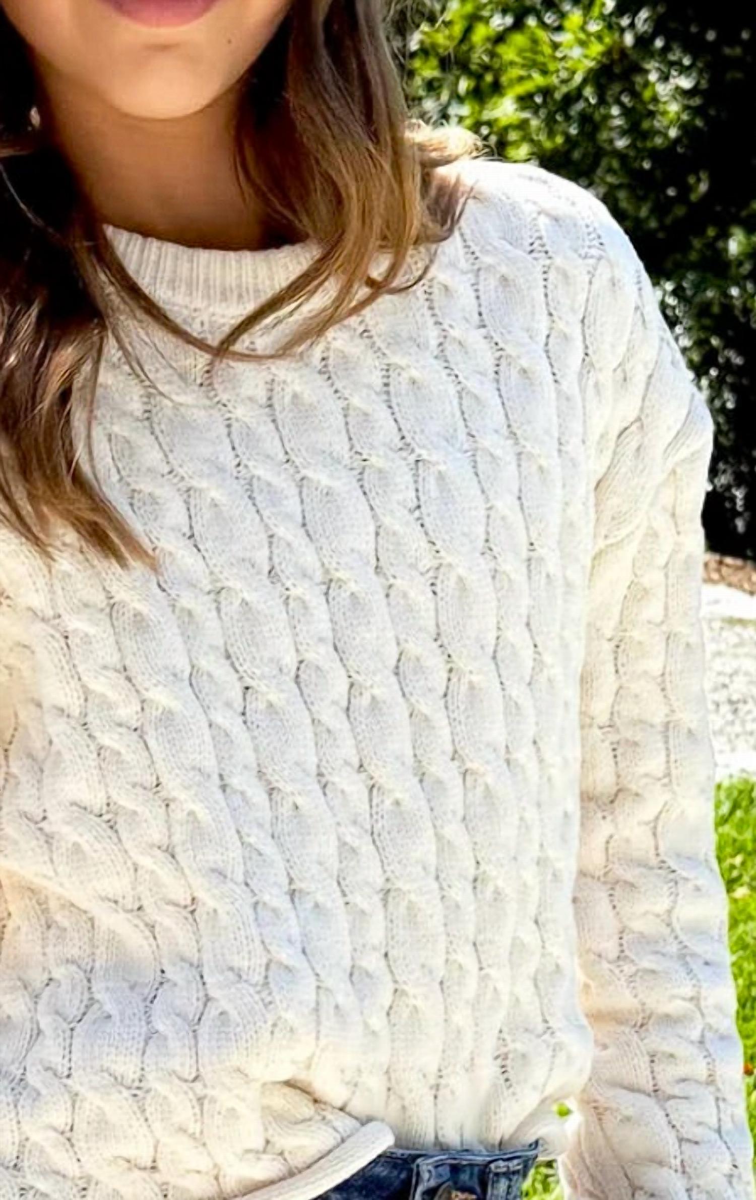 Katie J NYC Briar Sweater Top in oatmeal - kids' sweater - detail view