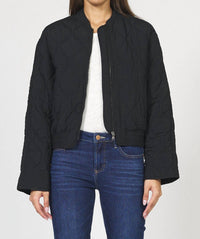 DEAR JOHN DENIM Maverick Quilted Bomber Jacket in black - women's jacket