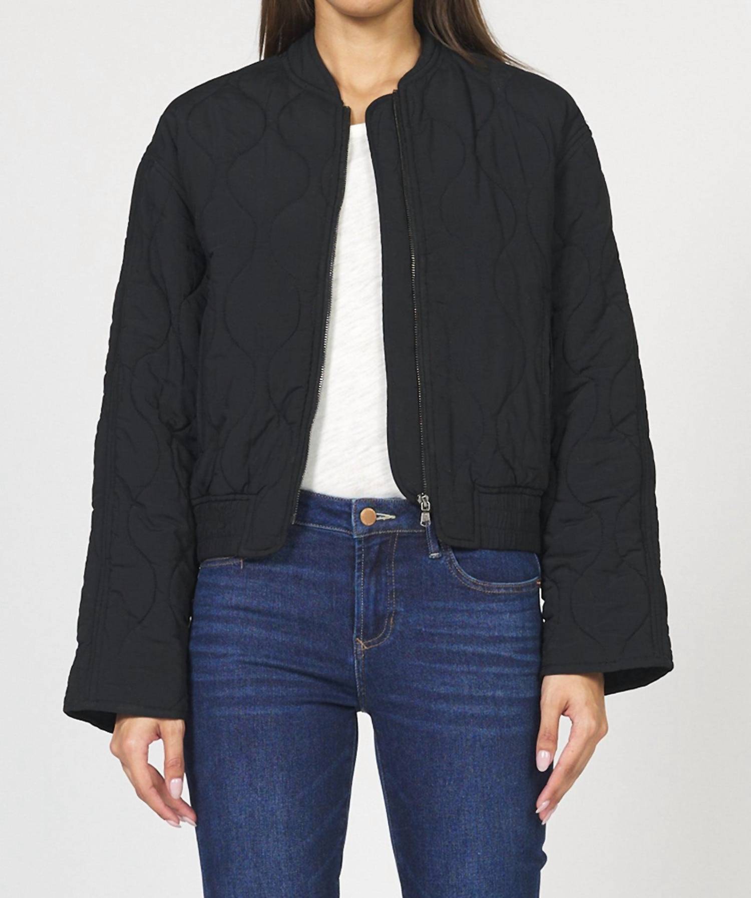 DEAR JOHN DENIM Maverick Quilted Bomber Jacket in black - women's jacket