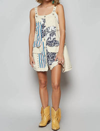 POL Floral Print Contrast Twill Mini Dress in oatmilk - women's dress - view 4