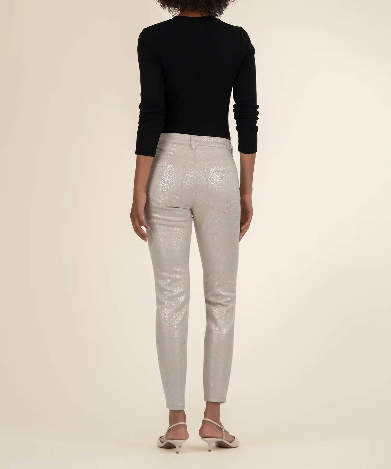 Kut From The Kloth - Charlize Metallic Coated High Rise Cigarette Leg Pants