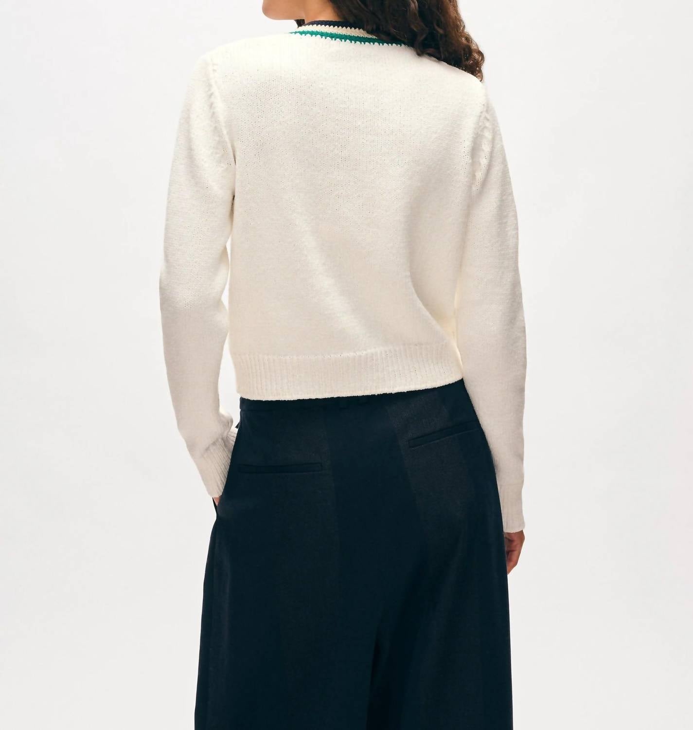 White + Warren - Women's Lofty Cotton Crochet Trim Cardigan