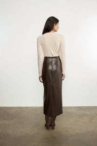 Enza Costa - LEATHER HI-WAIST CURVE SKIRT