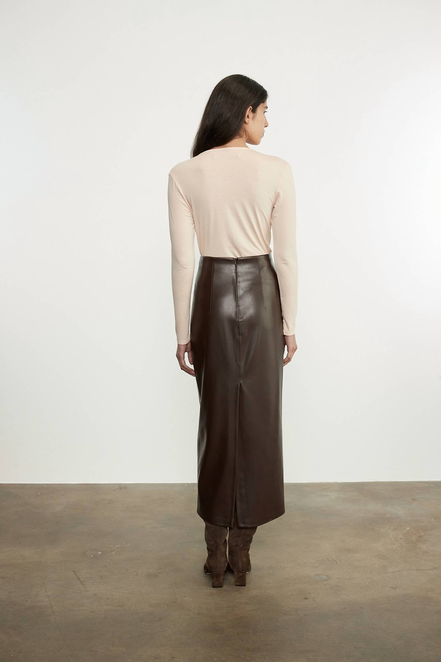 Enza Costa - LEATHER HI-WAIST CURVE SKIRT