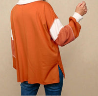 Haptics - V Neck Color Block Long Sleeve Top