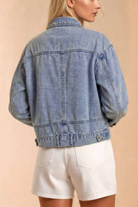 Wisteria Lane - Women's Studded Cropped Washed Denim Jacket