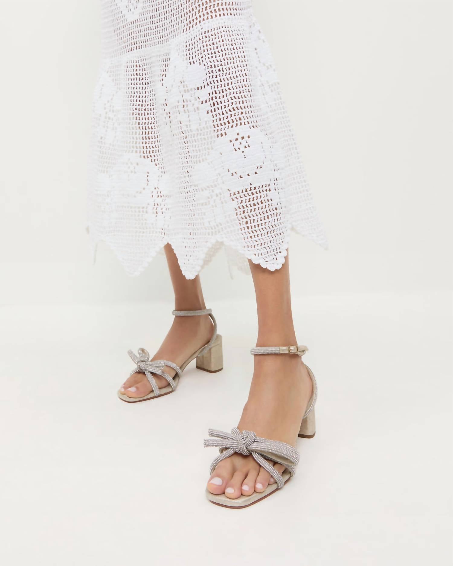 Loeffler Randall - Women's Mikel Heeled Sparkle Bow Sandals