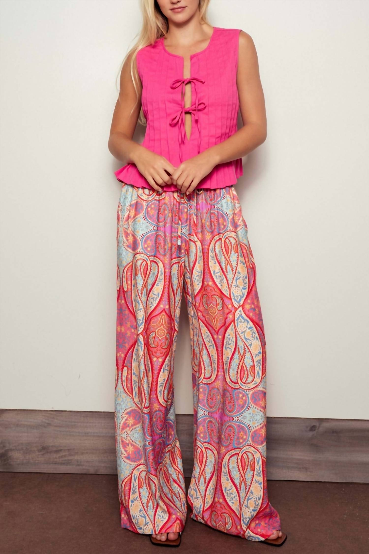 Urban Daizy - Paisley Print Wide-Leg Statement Pants