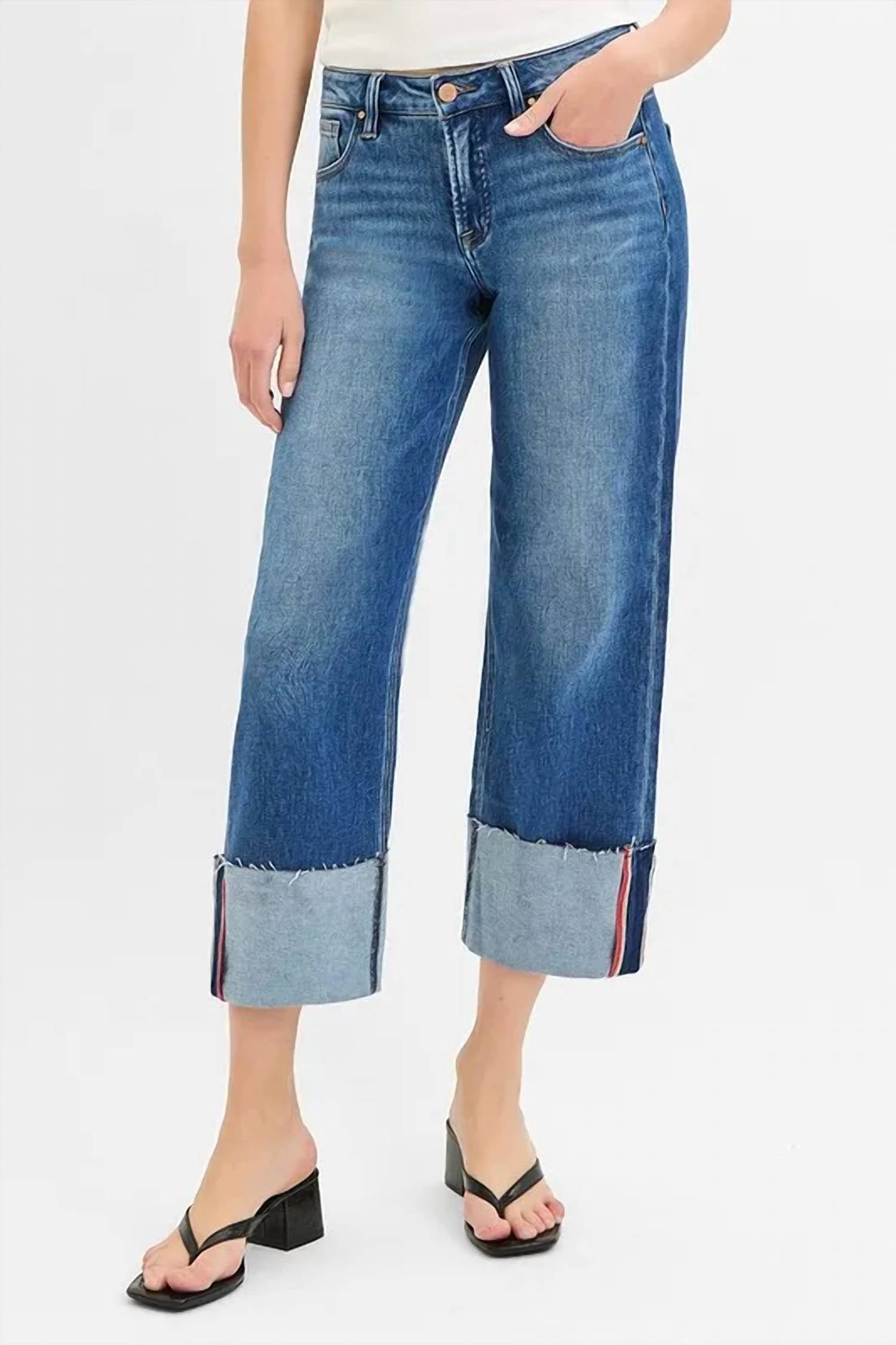 Risen - Tummy Control Mid Rise Crop Wide Cuffed Jeans