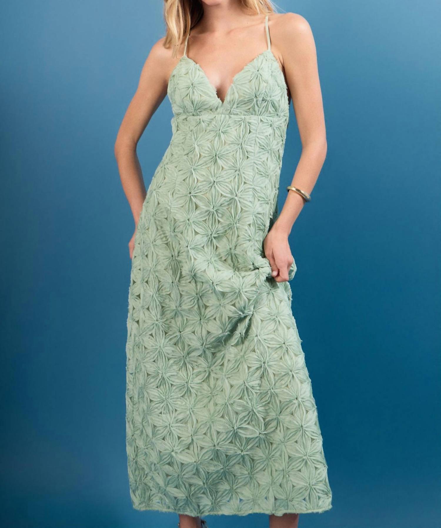 Endless Rose - Lace Spaghetti Strap Maxi Dress