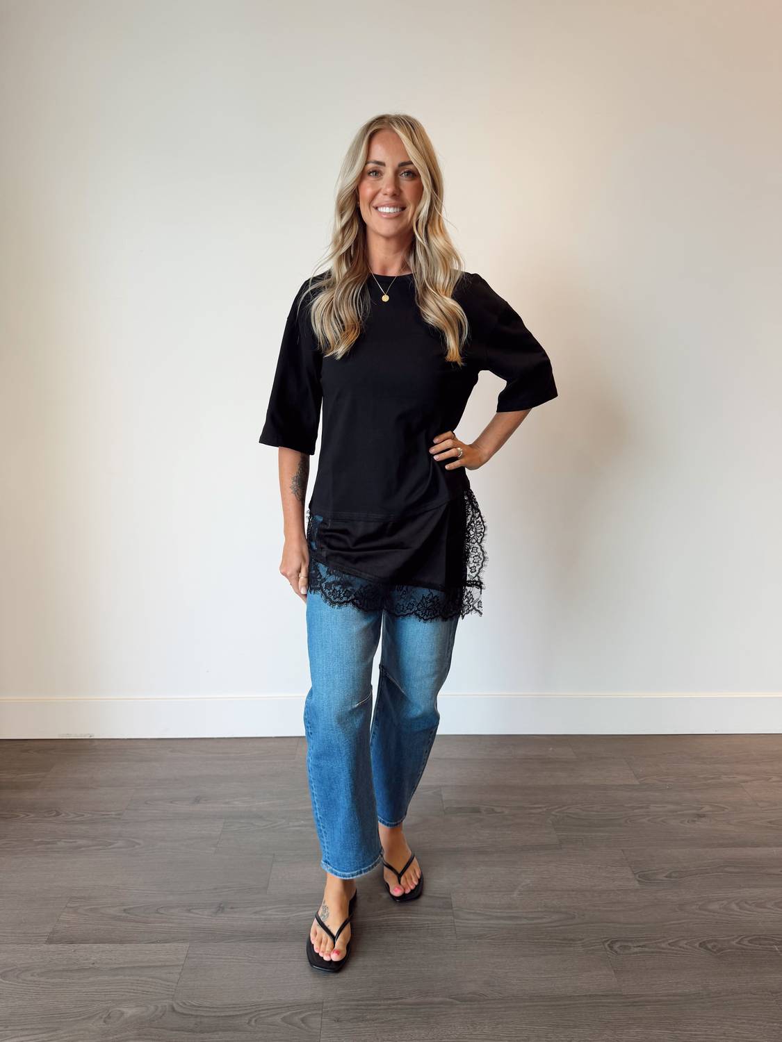 Mccolin - Rio Asymmetrical Lace Tee
