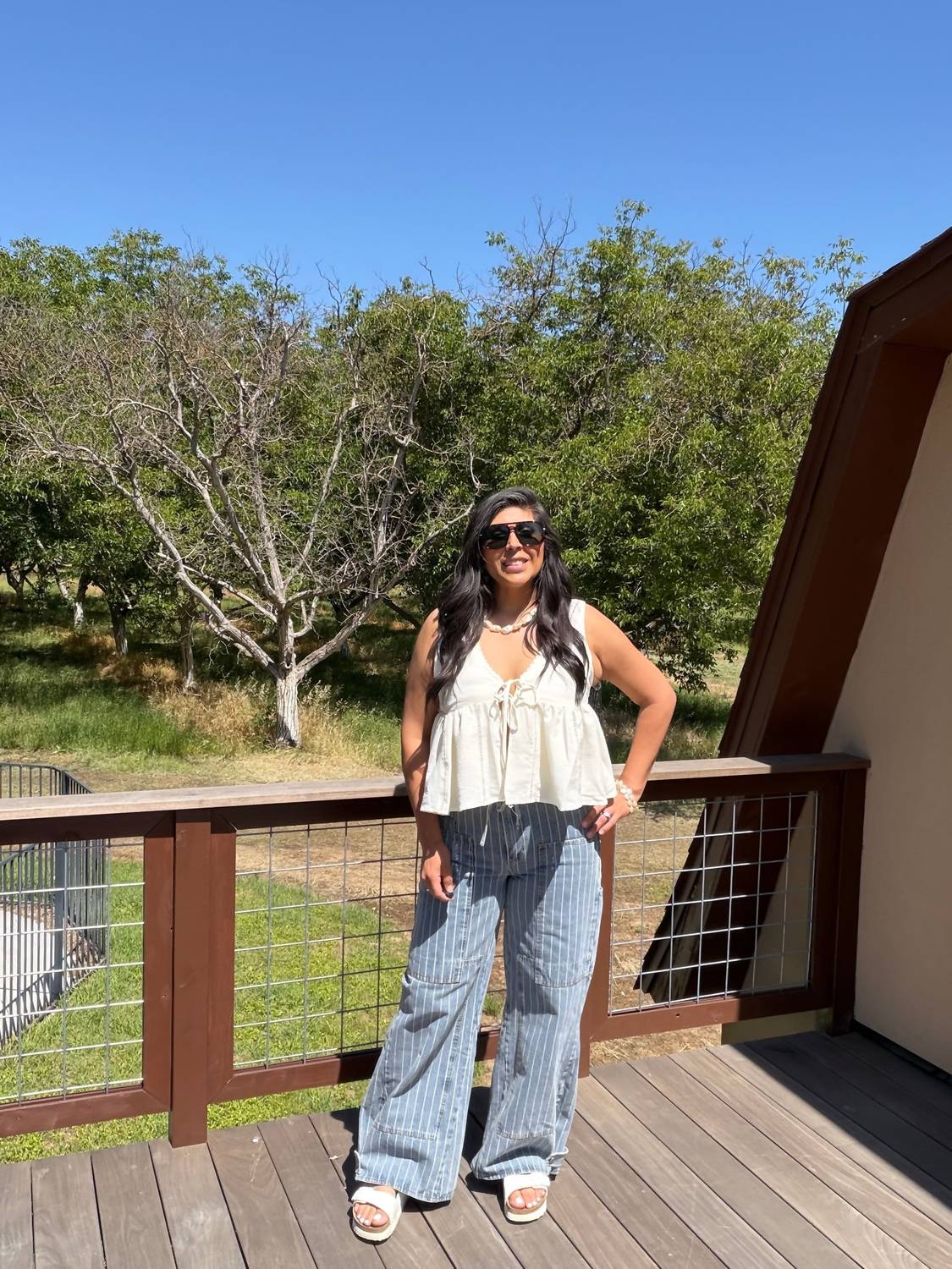 Bibi - Stripped Cargo Pocket Jeans