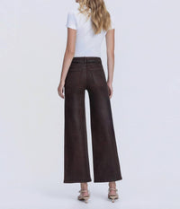 FLYING MONKEY High Rise Coated Wide Leg Jeans in chicory coffee - women's jeans - alternate view
