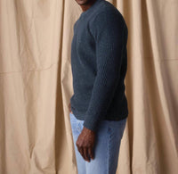 The Normal Brand Seawool Nep Crewneck Sweater in waterloo - men's sweater - alternate view