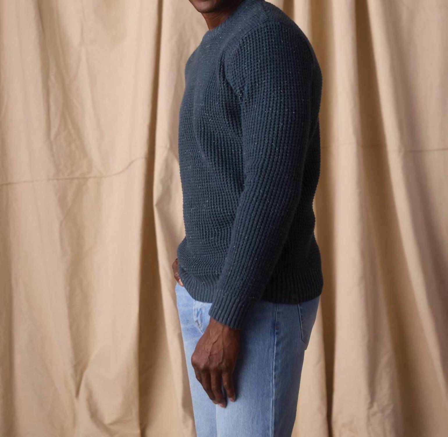The Normal Brand Seawool Nep Crewneck Sweater in waterloo - men's sweater - alternate view