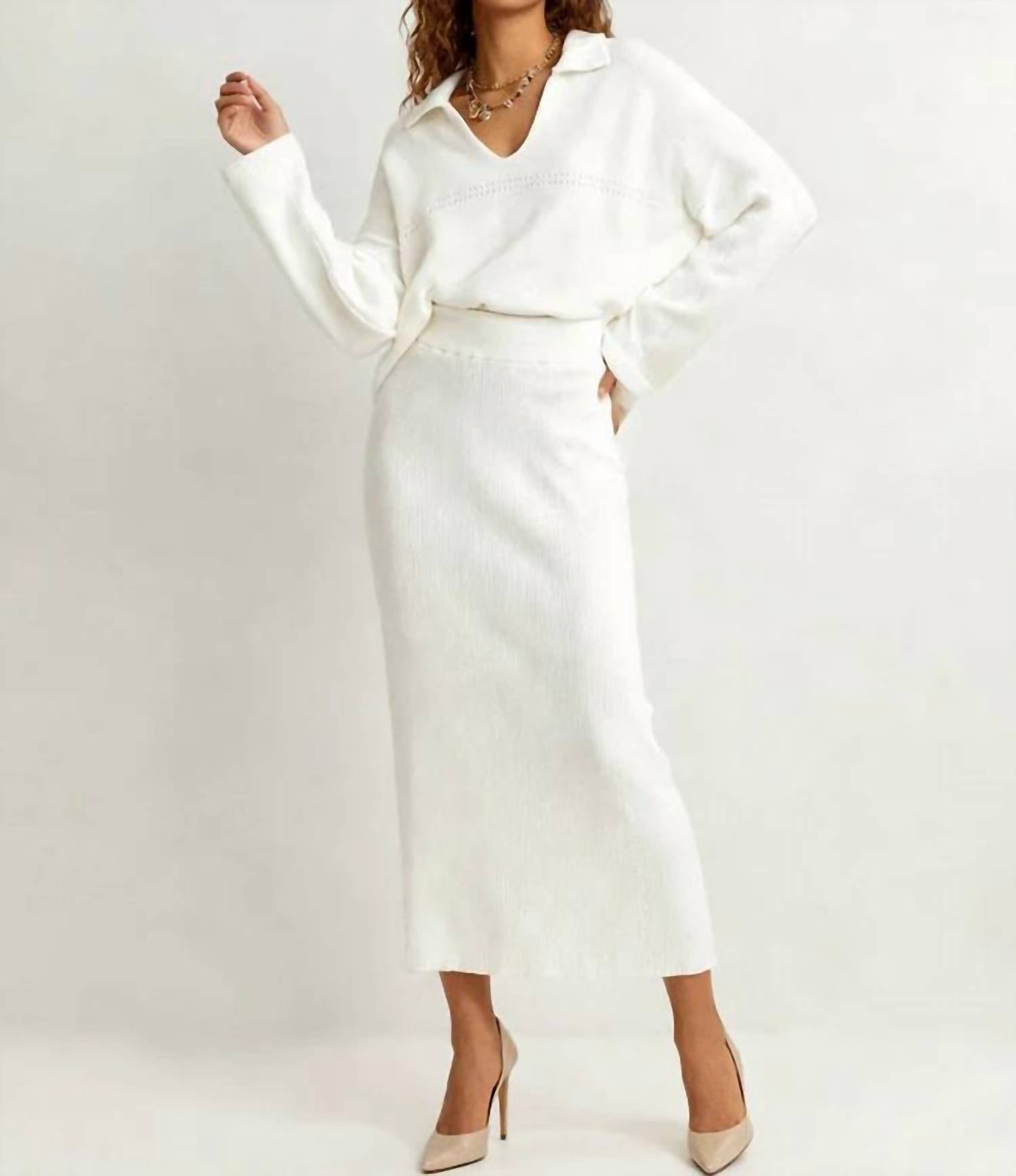 Sweetkama - Evangeline Knit Top & Midi Skirt Set