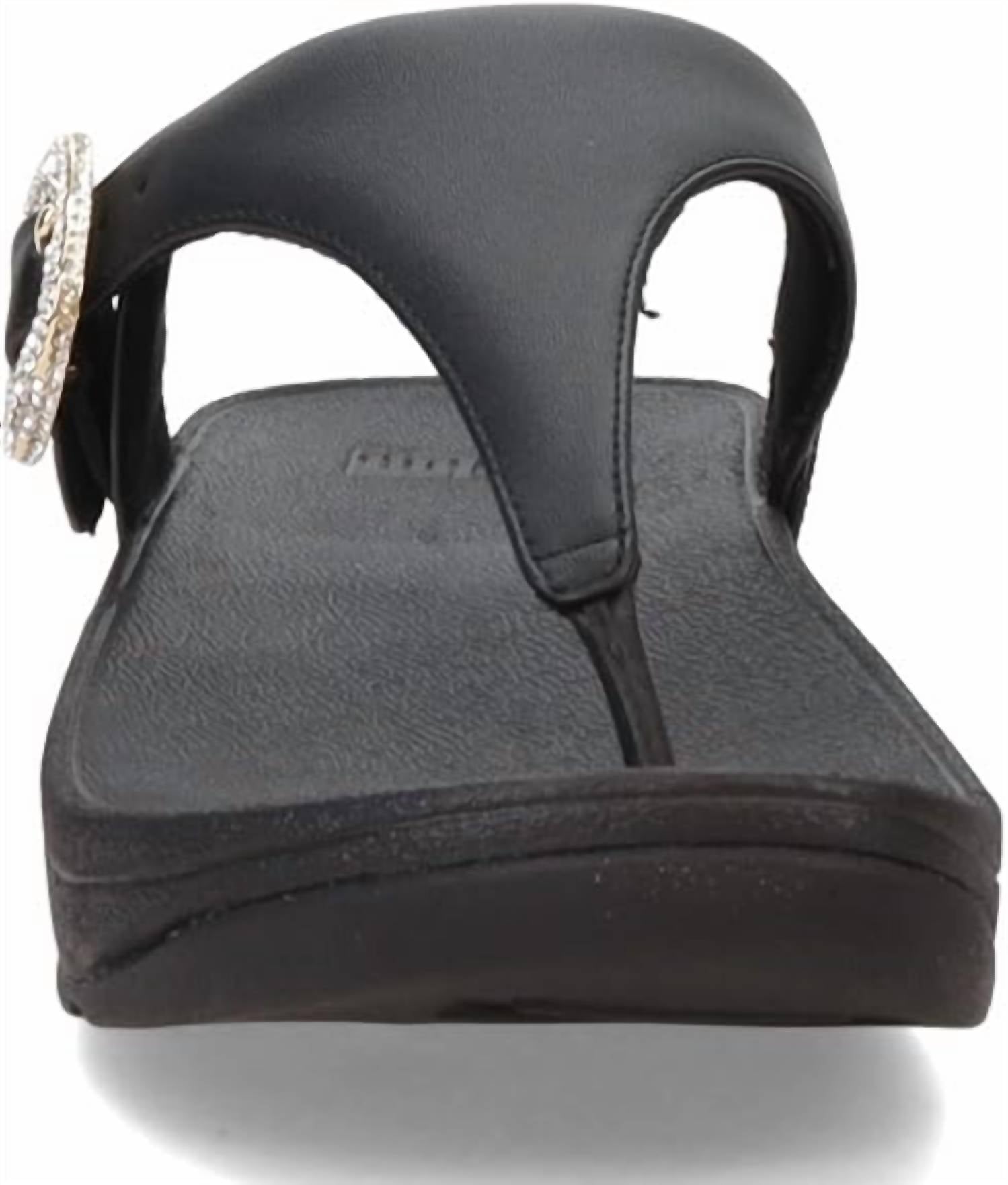Fitflop - Women's Lulu Crystal Buckle Leather Toe Post Sandals
