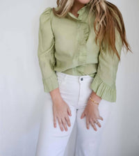 English Factory - Long Sleeve Ruffle Blouse