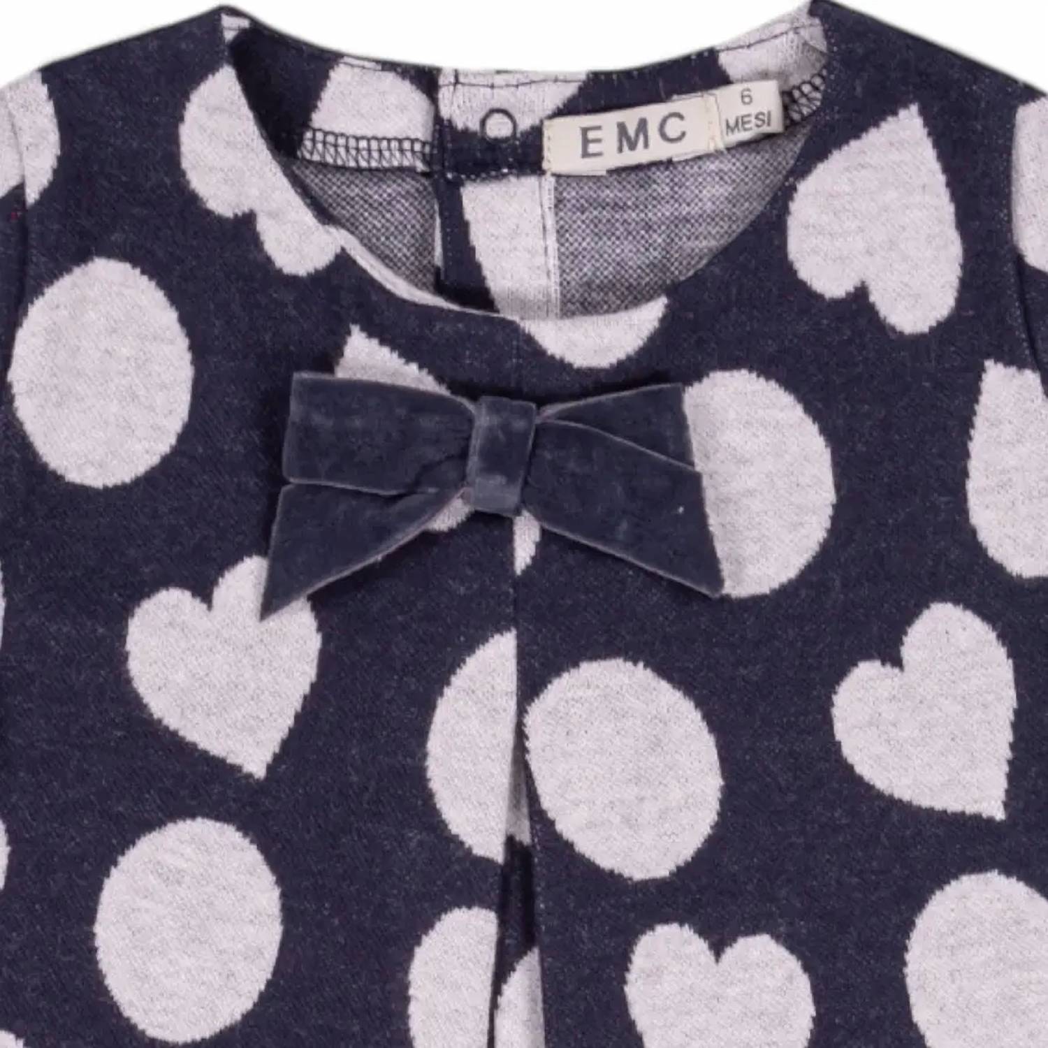 Emc - Girl's Yarn Dyed Knit Dress With Hearts And Bow