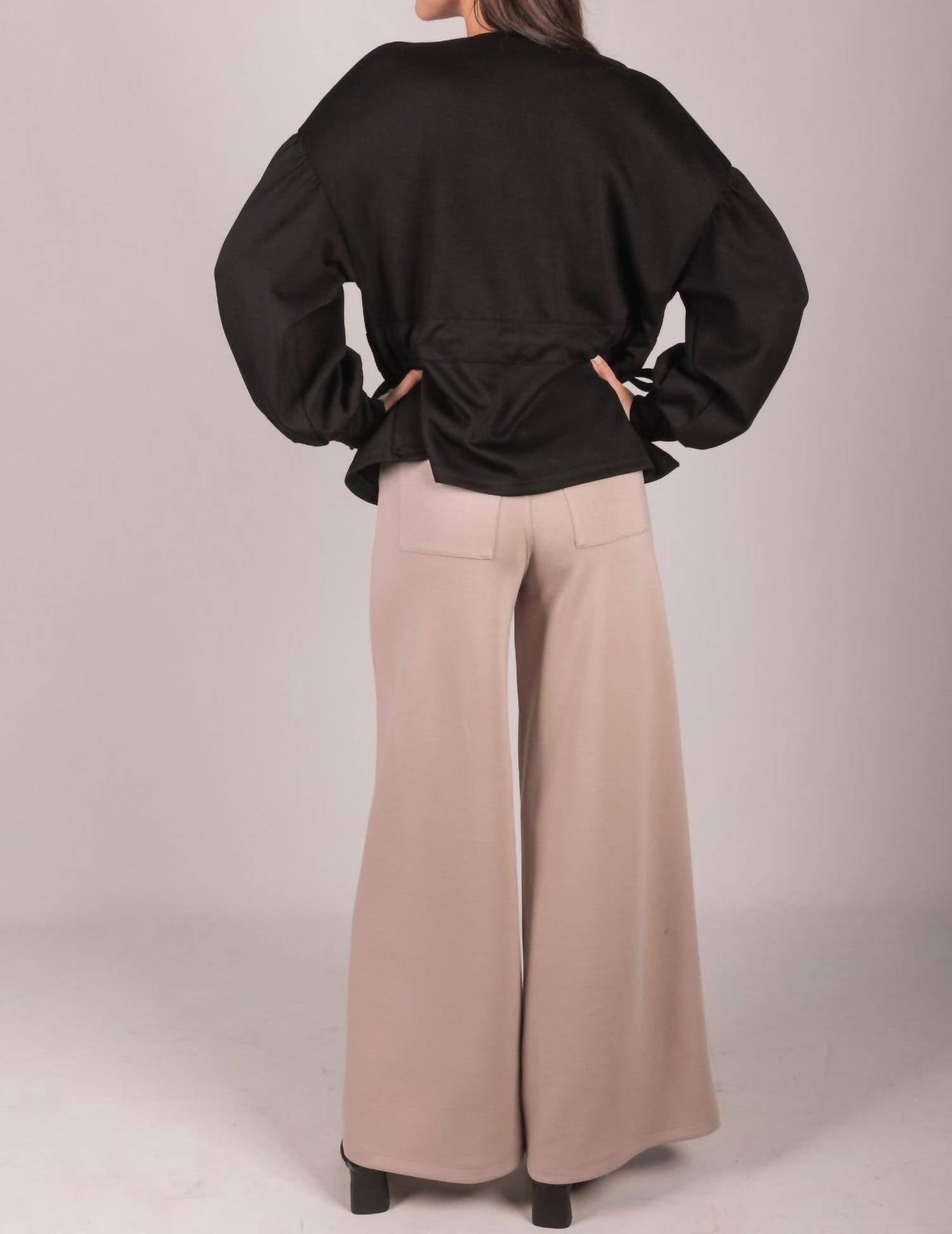 P.CILL Butter Modal Wrap Cardigan in black - women's cardigan - detail view