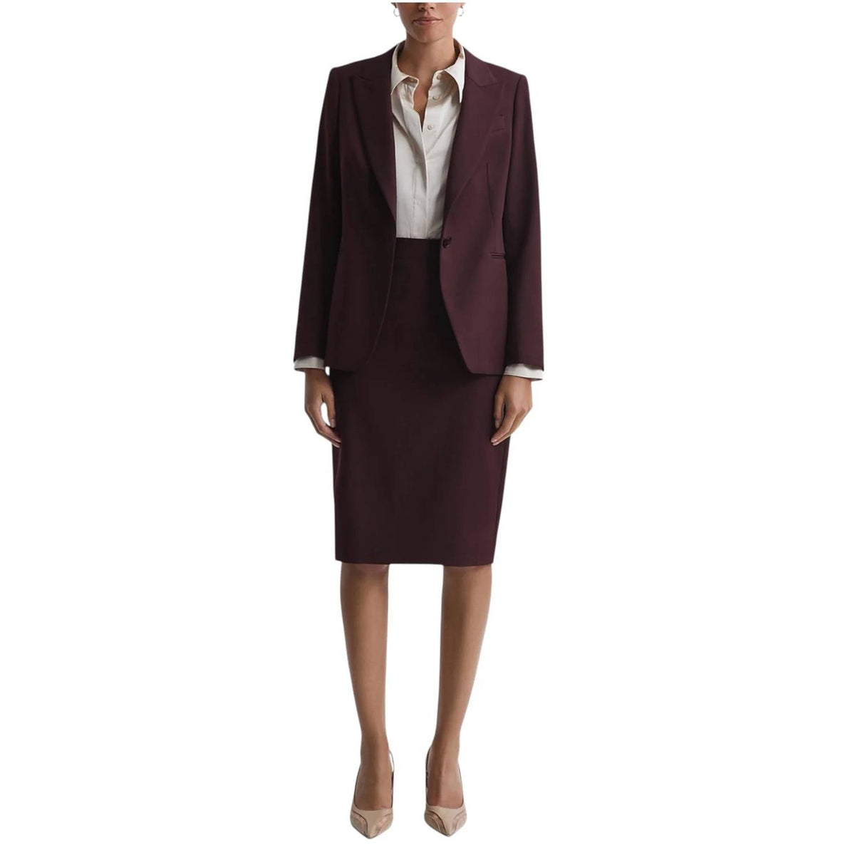 Reiss - Jade Wool Blend Tailored Skirt