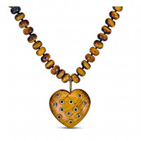 Rachel Reinhardt - Women's Tigers Eye Gemstone Heart Pendant Necklace