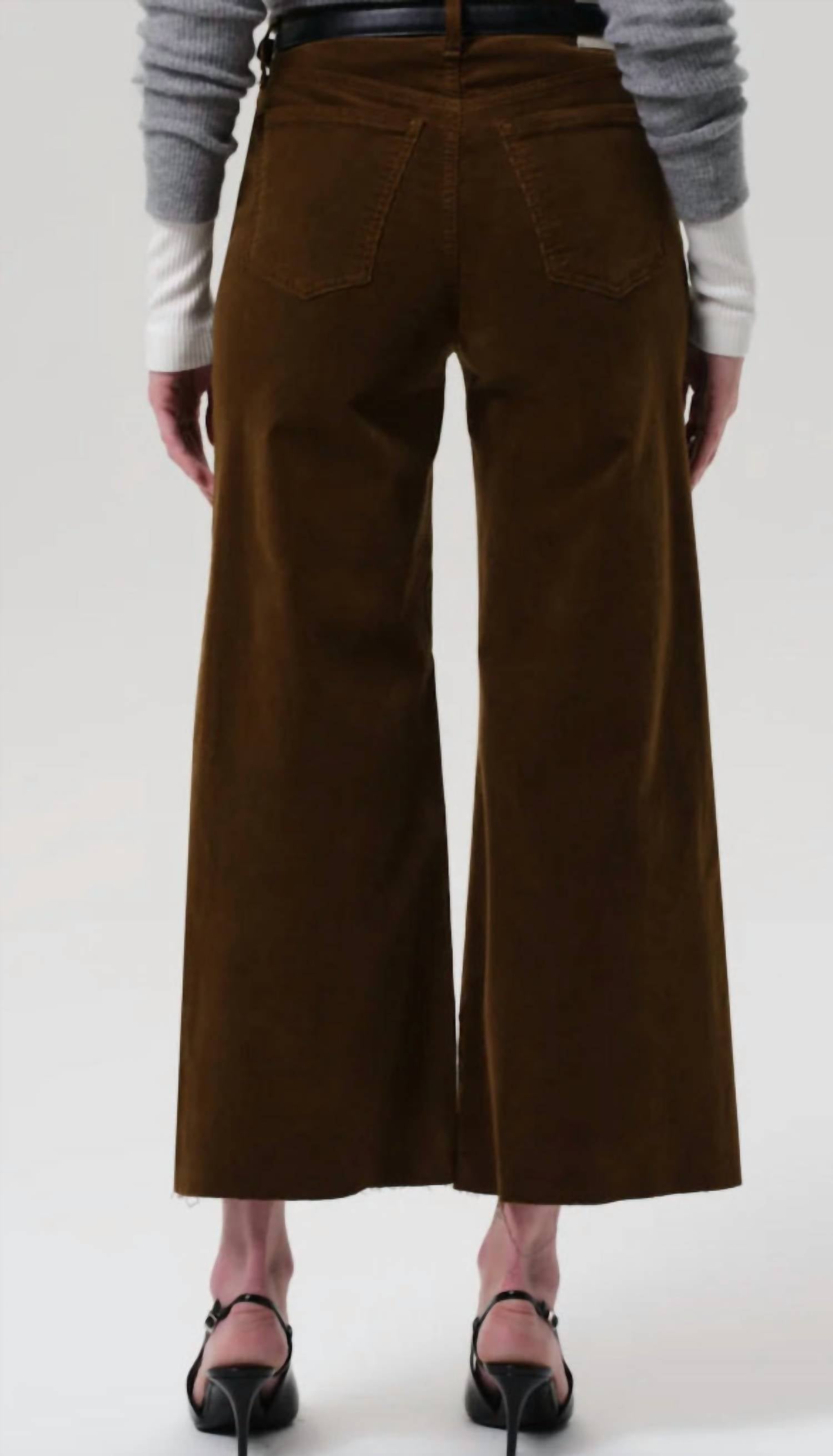 Citizens of Humanity Lyra Raw Hem Ankle Wide Leg Corduroy Pants in manuka - women's pants - alternate view