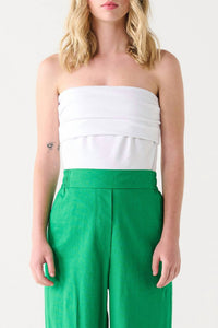 Dex Ruched Bandeau Top - Plus in white - women's tank top