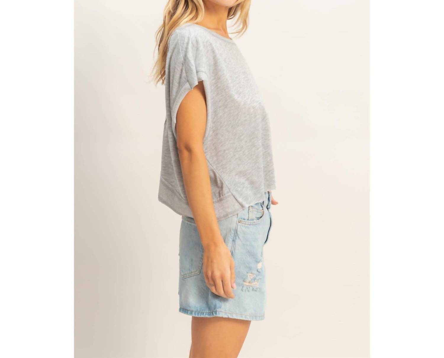 Hyfve - Boxy Crew Neck Cutout Back Top