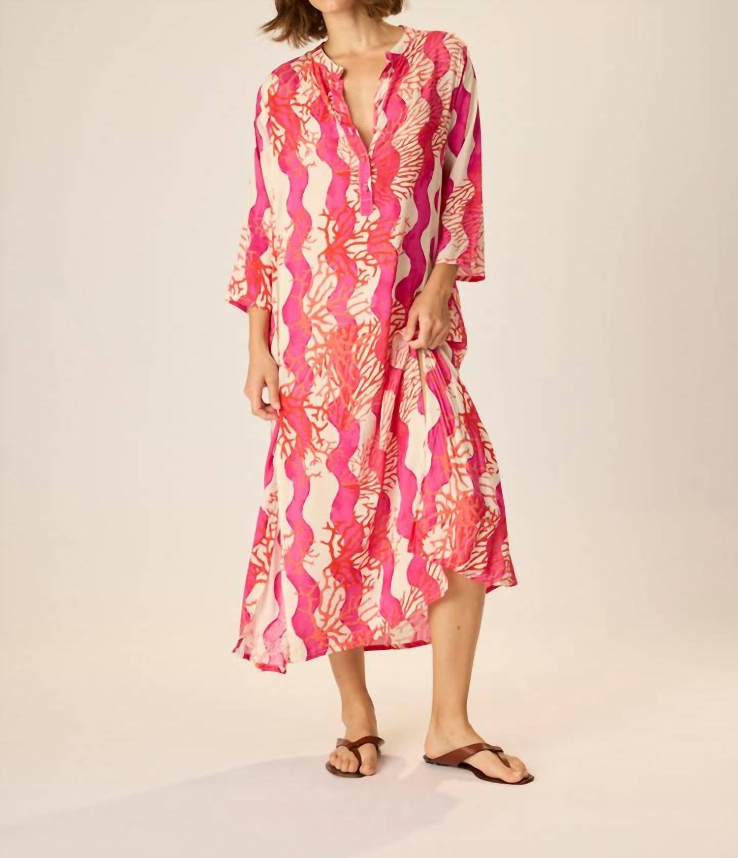 natalie martin Isobel Dress in coral wave fuchsia - women's dress