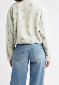 The Happy Camp3R - Elle Periwinkle Petals Fleece Half Zip Pullover