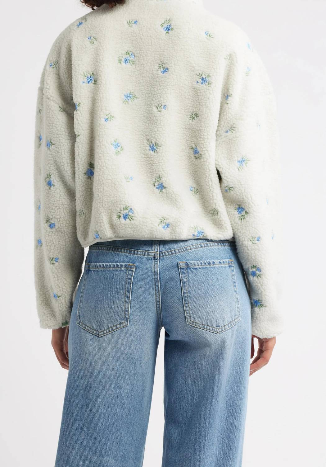 The Happy Camp3R - Elle Periwinkle Petals Fleece Half Zip Pullover