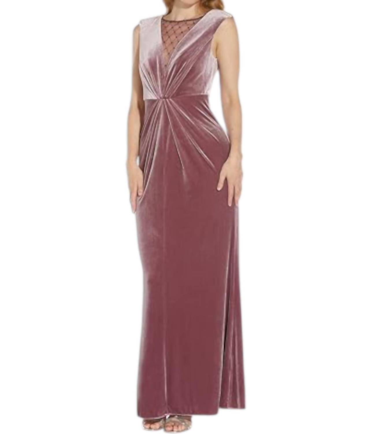 Adrianna Papell - Beaded Velvet Mermaid Gown