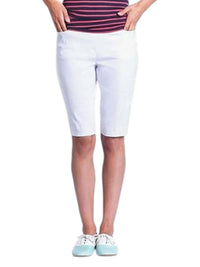 Slimsation By Multiples Pull On Shorts in white - women's shorts