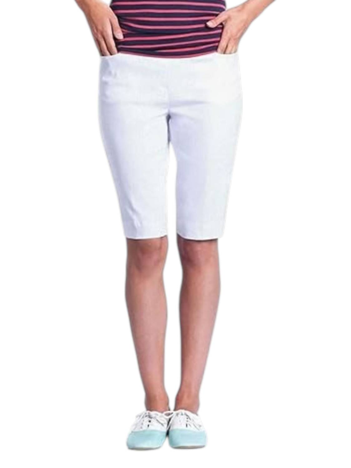 Slimsation By Multiples Pull On Shorts in white - women's shorts