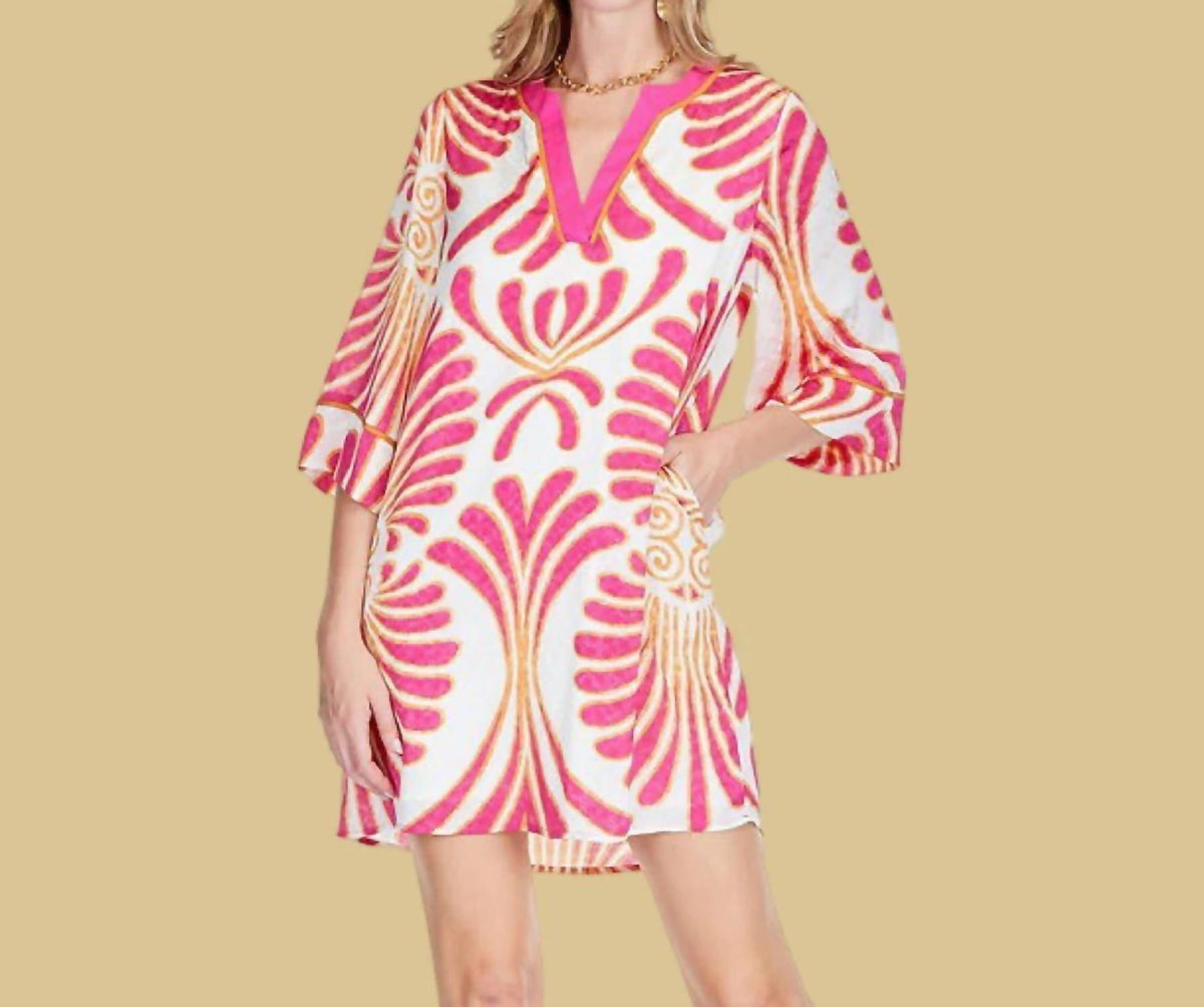 Jade - Palm Trimmed Tunic Dress