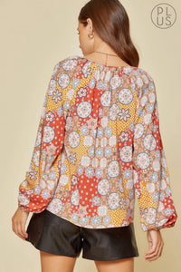 Retro Print Blouse