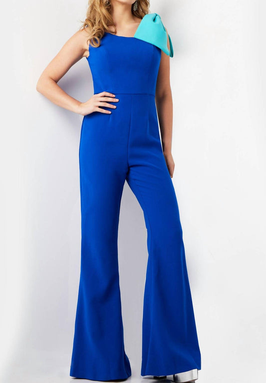 Jovani - Asymmetric Neck Jumpsuit