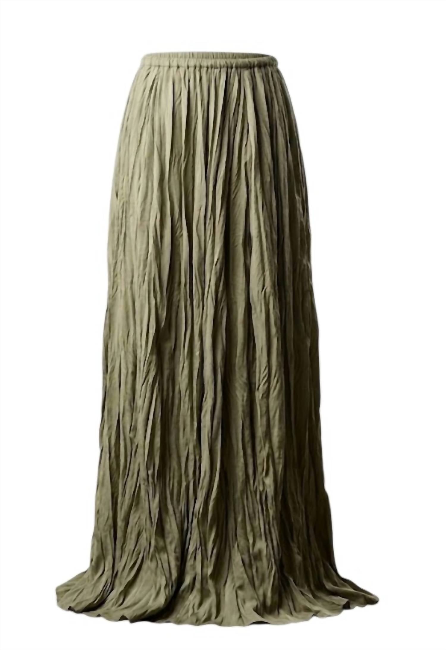Elle Grey - Women's Elegant Crinkled Maxi Skirt