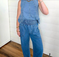Blu Pepper - Smocked Waist Pocket Detail Pants
