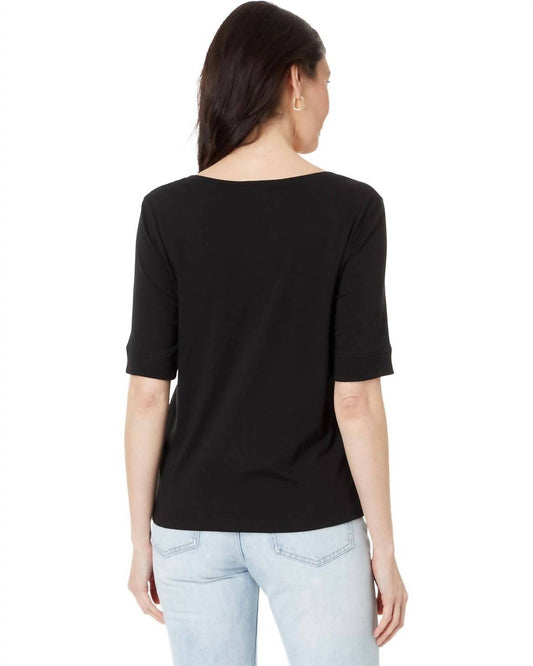 Lilla P - Women's Elbow Sleeve Ballet Neck Top